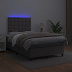 Casa si Gradina - Mobilier - Paturi si accesorii - Paturi - Pat cu arcuri, cu saltea si LED, gri, 120x190 cm, piele eco - Infinity.ro