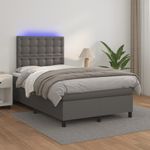 Casa si Gradina - Mobilier - Paturi si accesorii - Paturi - Pat cu arcuri, cu saltea si LED, gri, 120x190 cm, piele eco - Infinity.ro