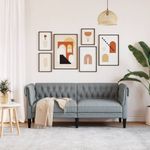 Casa si Gradina - Mobilier - Canapele si coltare - Canapele - Canapea Chesterfield cu 2 locuri, gri deschis, material textil - Infinity.ro