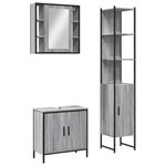 Casa si Gradina - Mobilier - Seturi de mobilier - Seturi baie - Set dulapuri de baie, 3 piese, gri sonoma, lemn prelucrat - Infinity.ro
