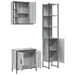 Casa si Gradina - Mobilier - Seturi de mobilier - Seturi baie - Set dulapuri de baie, 3 piese, gri sonoma, lemn prelucrat - Infinity.ro