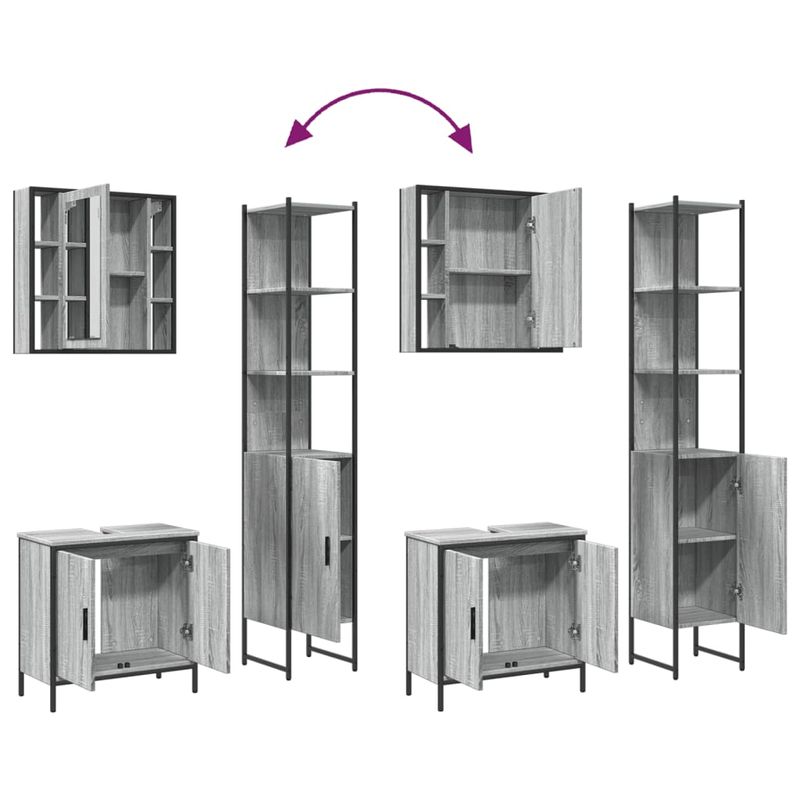 Casa si Gradina - Mobilier - Seturi de mobilier - Seturi baie - Set dulapuri de baie, 3 piese, gri sonoma, lemn prelucrat - Infinity.ro