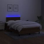 Casa si Gradina - Mobilier - Paturi si accesorii - Paturi - Pat cu arcuri, saltea si LED, maro inchis, 120x190 cm, textil - Infinity.ro