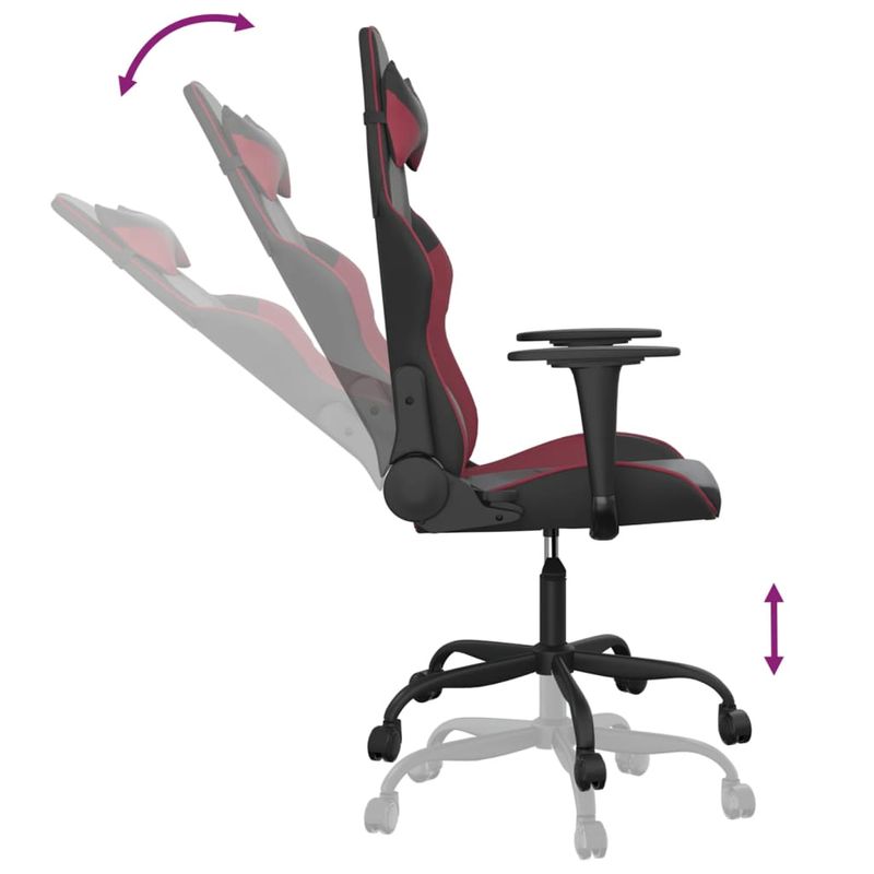 Casa si Gradina - Mobilier - Scaune si fotolii - Scaune - Scaun de gaming de masaj, negru si rosu vin, piele ecologica - Infinity.ro