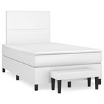 Casa si Gradina - Mobilier - Paturi si accesorii - Paturi - Pat box spring cu saltea, alb, 120x190 cm, piele ecologica - Infinity.ro