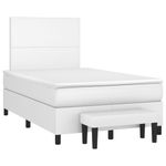 Casa si Gradina - Mobilier - Paturi si accesorii - Paturi - Pat box spring cu saltea, alb, 120x190 cm, piele ecologica - Infinity.ro