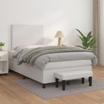 Casa si Gradina - Mobilier - Paturi si accesorii - Paturi - Pat box spring cu saltea, alb, 120x190 cm, piele ecologica - Infinity.ro