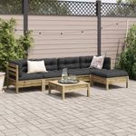 Casa si Gradina - Gradina si terasa - Mobilier exterior - Seturi mobila gradina - Set canapele de gradina cu perne, 6 piese, lemn de pin tratat - Infinity.ro