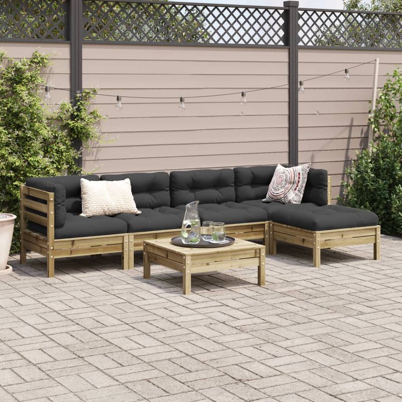 Casa si Gradina - Gradina si terasa - Mobilier exterior - Seturi mobila gradina - Set canapele de gradina cu perne, 6 piese, lemn de pin tratat - Infinity.ro