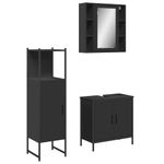 Casa si Gradina - Mobilier - Seturi de mobilier - Seturi baie - Set dulapuri de baie, 3 piese, negru, lemn prelucrat - Infinity.ro