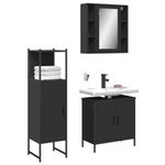 Casa si Gradina - Mobilier - Seturi de mobilier - Seturi baie - Set dulapuri de baie, 3 piese, negru, lemn prelucrat - Infinity.ro