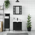 Casa si Gradina - Mobilier - Seturi de mobilier - Seturi baie - Set dulapuri de baie, 3 piese, negru, lemn prelucrat - Infinity.ro