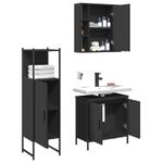 Casa si Gradina - Mobilier - Seturi de mobilier - Seturi baie - Set dulapuri de baie, 3 piese, negru, lemn prelucrat - Infinity.ro