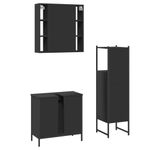 Casa si Gradina - Mobilier - Seturi de mobilier - Seturi baie - Set dulapuri de baie, 3 piese, negru, lemn prelucrat - Infinity.ro