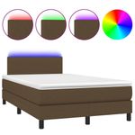 Casa si Gradina - Mobilier - Paturi si accesorii - Paturi - Pat cu arcuri, saltea si LED, maro inchis, 120x190 cm, textil - Infinity.ro