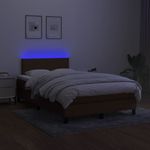 Casa si Gradina - Mobilier - Paturi si accesorii - Paturi - Pat cu arcuri, saltea si LED, maro inchis, 120x190 cm, textil - Infinity.ro