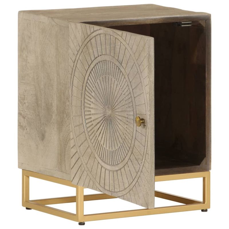 Casa si Gradina - Mobilier - Comode si corpuri - Noptiere - Noptiera, neagra, 40x30x50 cm, lemn masiv de mango si fier - Infinity.ro
