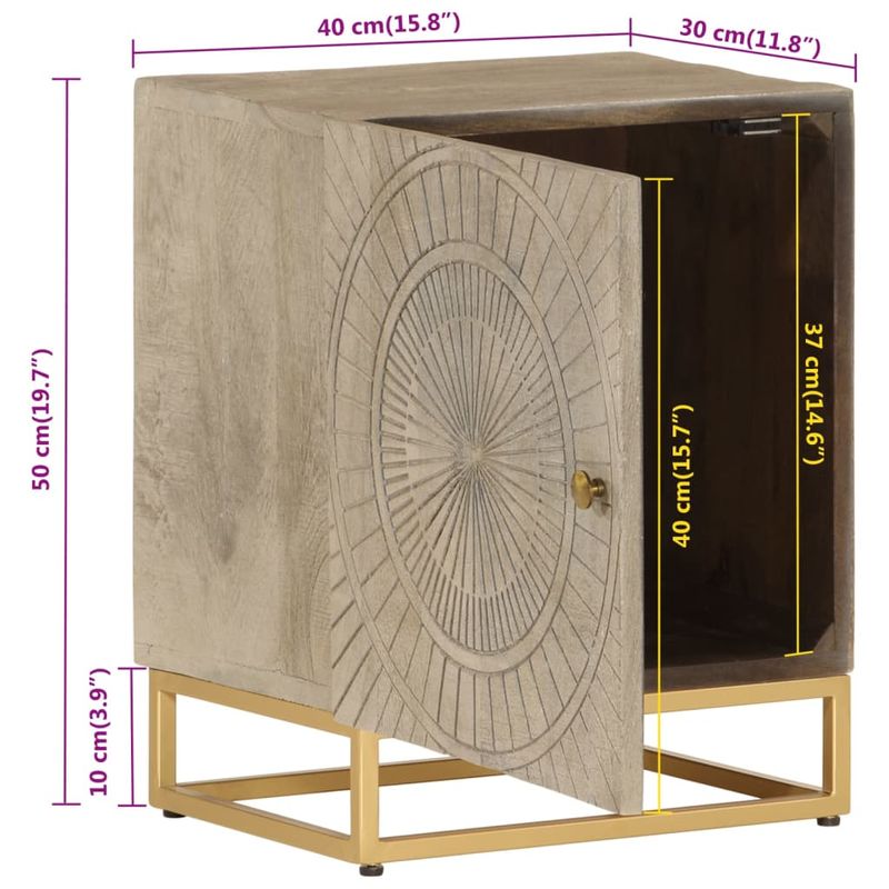 Casa si Gradina - Mobilier - Comode si corpuri - Noptiere - Noptiera, neagra, 40x30x50 cm, lemn masiv de mango si fier - Infinity.ro