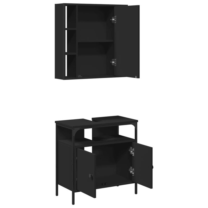 Casa si Gradina - Mobilier - Seturi de mobilier - Seturi baie - Set mobilier de baie, 2 piese, negru, lemn compozit - Infinity.ro