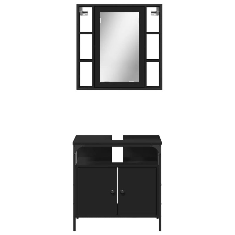 Casa si Gradina - Mobilier - Seturi de mobilier - Seturi baie - Set mobilier de baie, 2 piese, negru, lemn compozit - Infinity.ro
