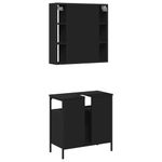 Casa si Gradina - Mobilier - Seturi de mobilier - Seturi baie - Set mobilier de baie, 2 piese, negru, lemn compozit - Infinity.ro