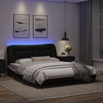 Casa si Gradina - Mobilier - Paturi si accesorii - Paturi - Cadru de pat cu LED, negru si alb, 160x200 cm, piele ecologica - Infinity.ro