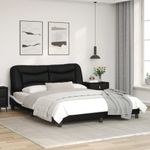 Casa si Gradina - Mobilier - Paturi si accesorii - Paturi - Cadru de pat cu LED, negru si alb, 160x200 cm, piele ecologica - Infinity.ro