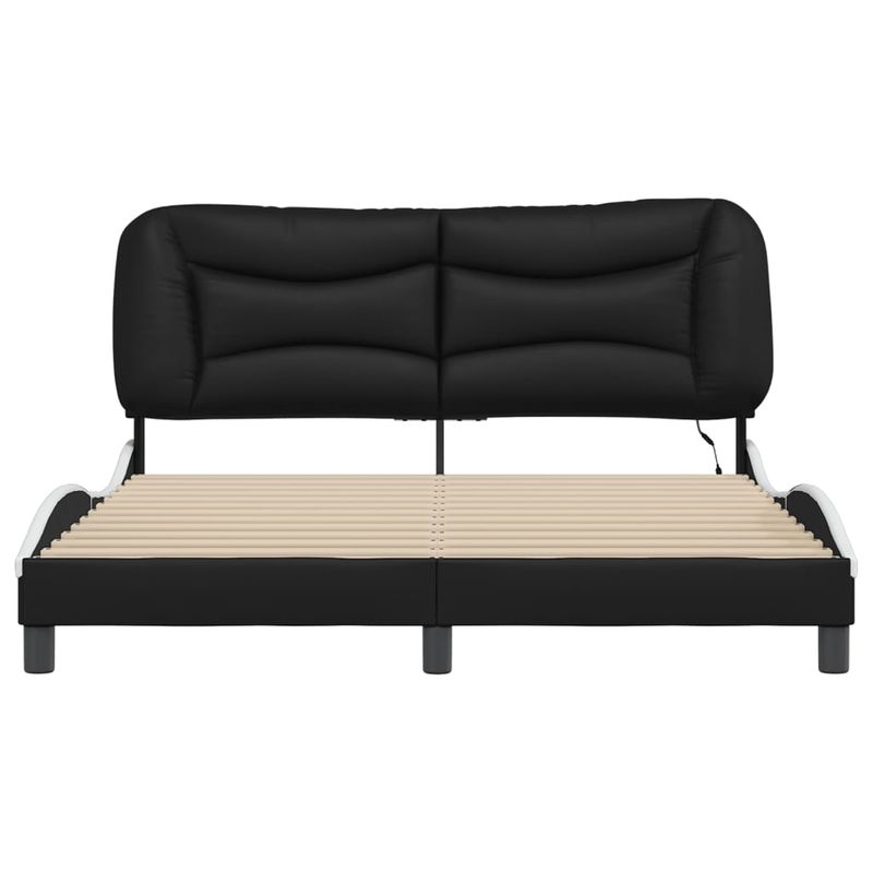 Casa si Gradina - Mobilier - Paturi si accesorii - Paturi - Cadru de pat cu LED, negru si alb, 160x200 cm, piele ecologica - Infinity.ro