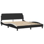 Casa si Gradina - Mobilier - Paturi si accesorii - Paturi - Cadru de pat cu LED, negru si alb, 160x200 cm, piele ecologica - Infinity.ro