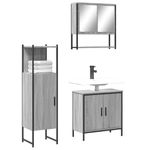 Casa si Gradina - Mobilier - Seturi de mobilier - Seturi baie - Set mobilier de baie, 3 piese, gri sonoma, lemn prelucrat - Infinity.ro