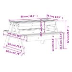 Casa si Gradina/Gradina si terasa/Mobilier exterior/Mese gradina - Masa de picnic pentru copii, 88x97x52 cm, lemn masiv de pin - Infinity.ro