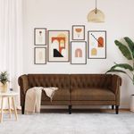 Casa si Gradina - Mobilier - Canapele si coltare - Canapele - Canapea Chesterfield cu 3 locuri, maro, material textil - Infinity.ro