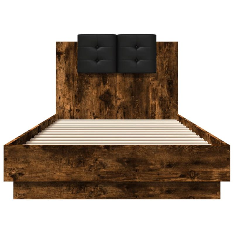 Casa si Gradina - Mobilier - Paturi si accesorii - Paturi - Cadru de pat cu tablie stejar fumuriu 90x200 cm lemn prelucrat - Infinity.ro