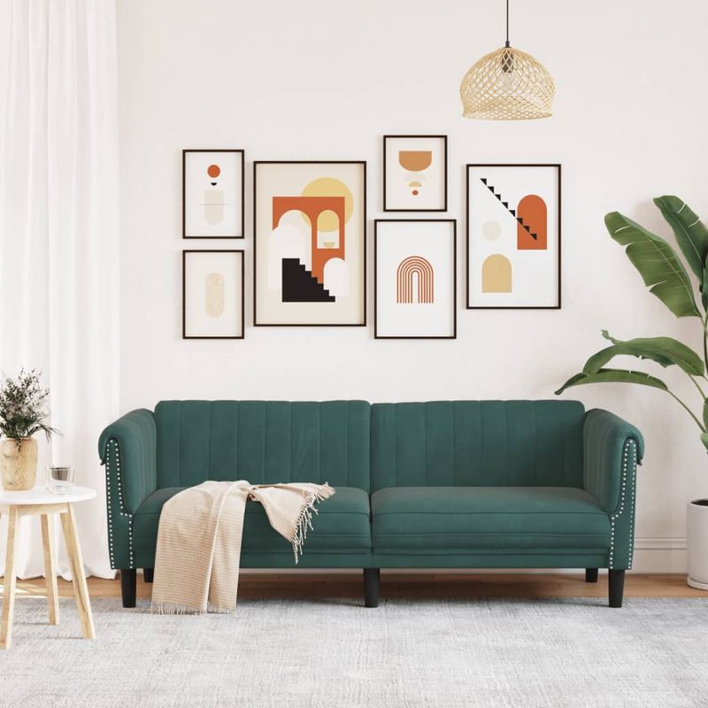 Casa si Gradina - Mobilier - Canapele si coltare - Canapele - Canapea cu 3 locuri, verde inchis, catifea - Infinity.ro