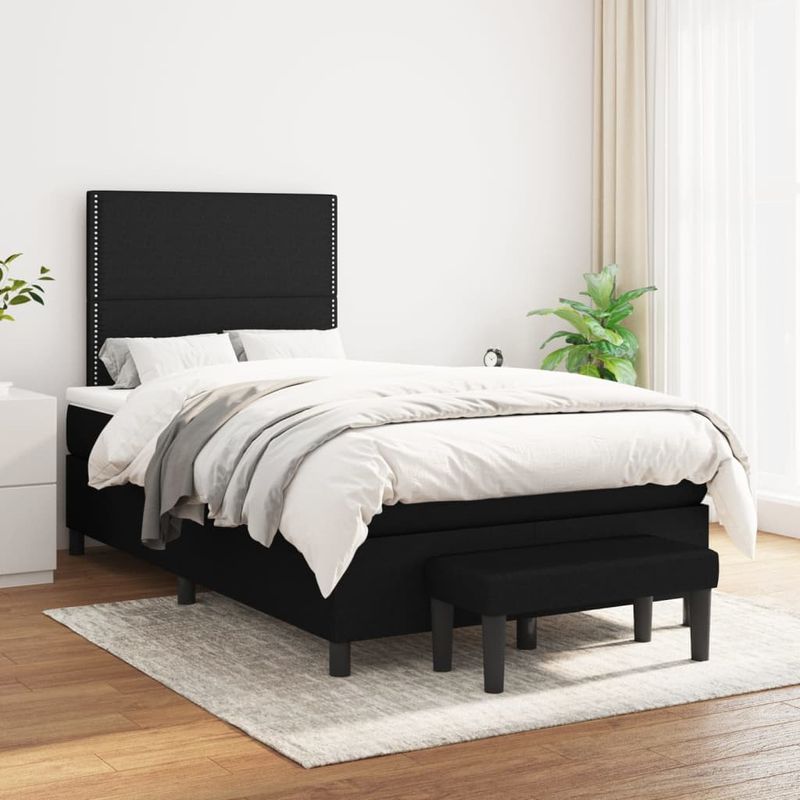Casa si Gradina - Mobilier - Paturi si accesorii - Paturi - Pat box spring cu saltea, negru, 120x190 cm, catifea - Infinity.ro
