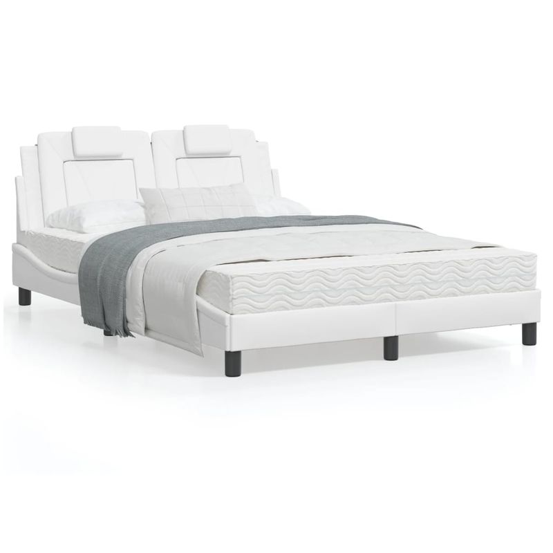 Casa si Gradina - Mobilier - Paturi si accesorii - Paturi - Pat cu saltea, alb, 120x200 cm, piele ecologica - Infinity.ro