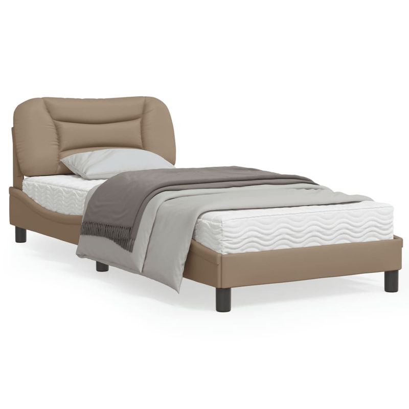 Casa si Gradina - Mobilier - Paturi si accesorii - Paturi - Cadru de pat cu lumini LED cappuccino 90x200 cm piele ecologica - Infinity.ro