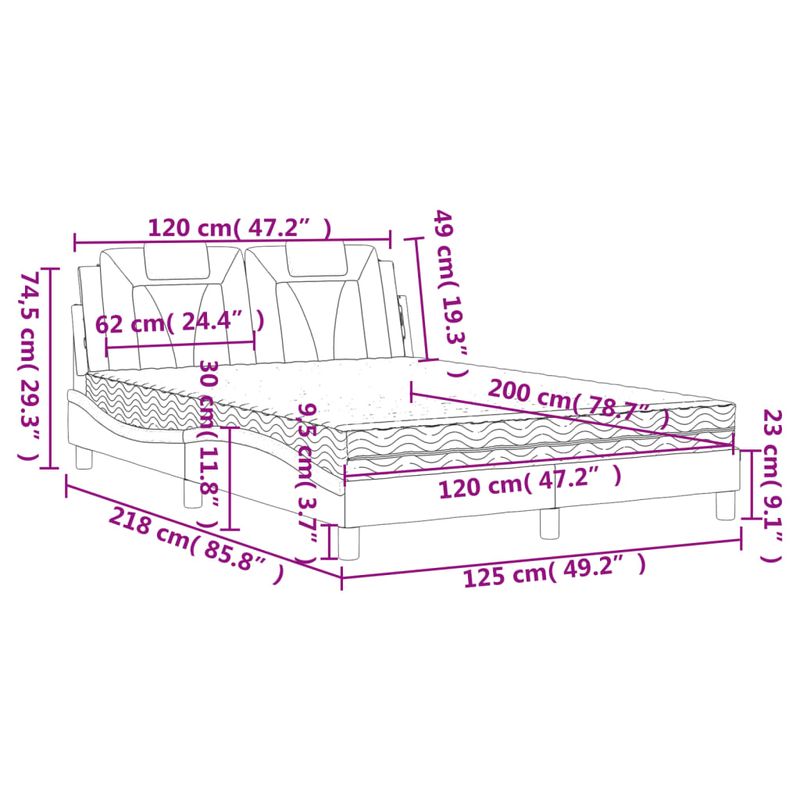 Casa si Gradina - Mobilier - Paturi si accesorii - Paturi - Pat cu saltea, alb, 120x200 cm, piele ecologica - Infinity.ro