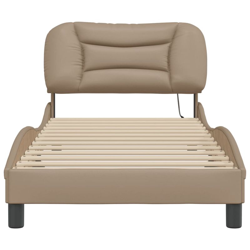 Casa si Gradina - Mobilier - Paturi si accesorii - Paturi - Cadru de pat cu lumini LED cappuccino 90x200 cm piele ecologica - Infinity.ro