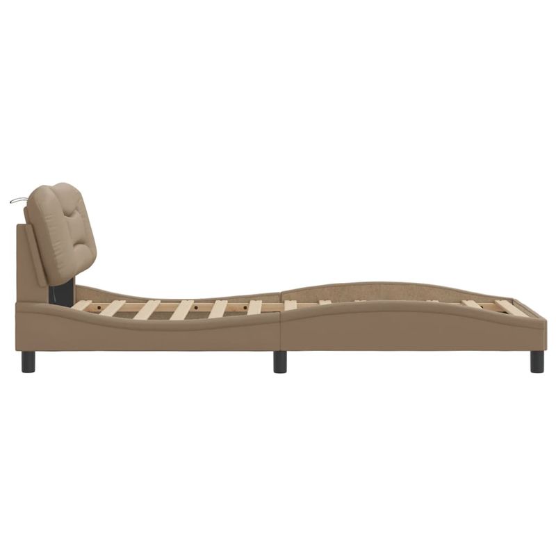 Casa si Gradina - Mobilier - Paturi si accesorii - Paturi - Cadru de pat cu lumini LED cappuccino 90x200 cm piele ecologica - Infinity.ro