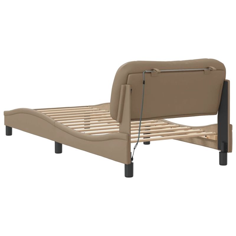 Casa si Gradina - Mobilier - Paturi si accesorii - Paturi - Cadru de pat cu lumini LED cappuccino 90x200 cm piele ecologica - Infinity.ro
