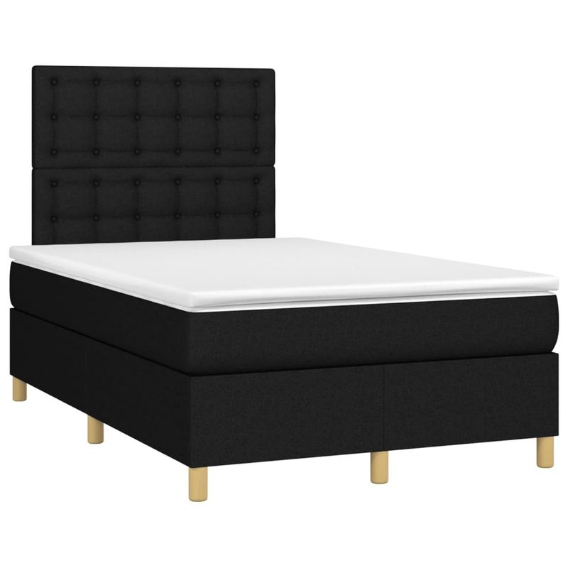 Casa si Gradina - Mobilier - Paturi si accesorii - Paturi - Pat cu arcuri, saltea si LED, negru, 120x190 cm, textil - Infinity.ro