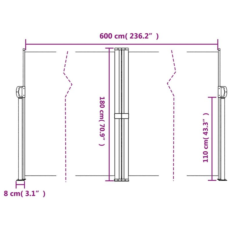 Casa si Gradina - Gradina si terasa - Umbrele si pavilioane - Umbrele - Copertina laterala retractabila, crem, 180x600 cm - Infinity.ro