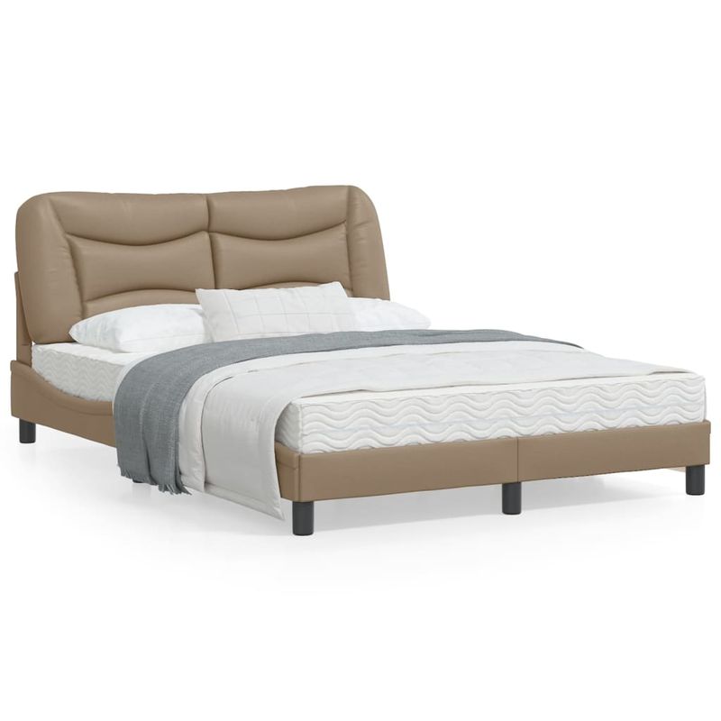 Casa si Gradina - Mobilier - Paturi si accesorii - Paturi - Cadru de pat lumini LED, cappuccino, 140x190 cm piele ecologica - Infinity.ro