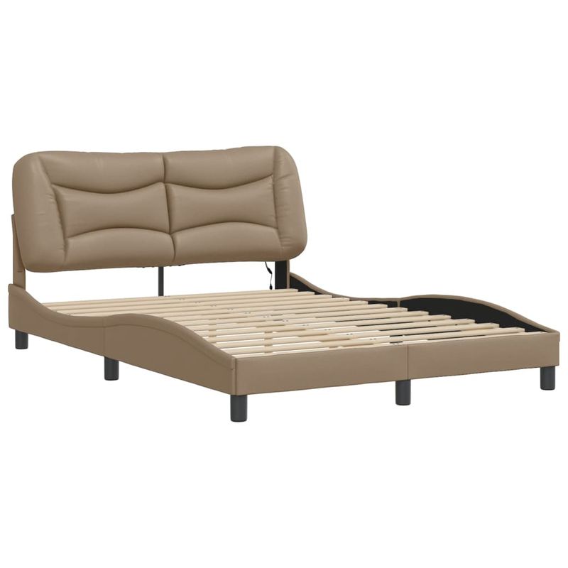 Casa si Gradina - Mobilier - Paturi si accesorii - Paturi - Cadru de pat lumini LED, cappuccino, 140x190 cm piele ecologica - Infinity.ro