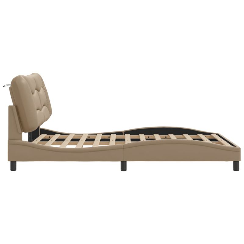 Casa si Gradina - Mobilier - Paturi si accesorii - Paturi - Cadru de pat lumini LED, cappuccino, 140x190 cm piele ecologica - Infinity.ro