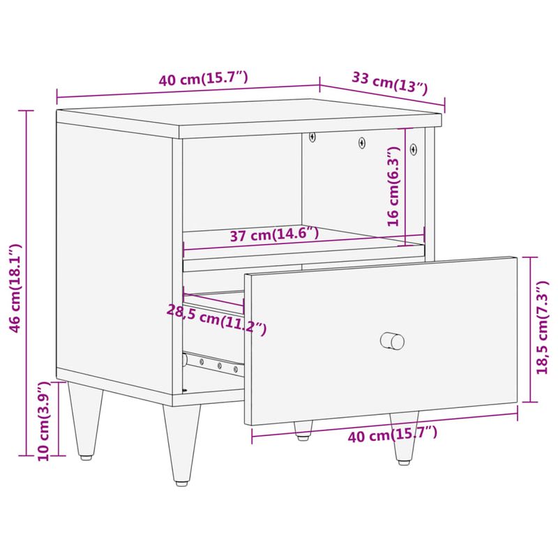 Casa si Gradina - Mobilier - Comode si corpuri - Noptiere - Noptiere, 2 buc., 40x33x46 cm, lemn masiv de acacia - Infinity.ro