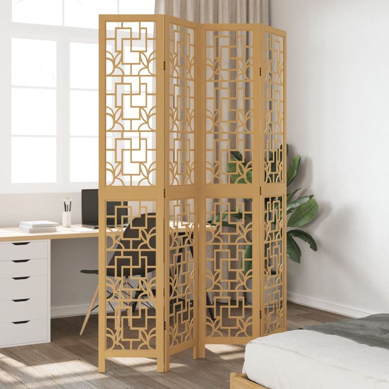 Casa si Gradina - Decoratiuni - Pereti despartitori si paravane - Paravan de camera cu 4 panouri, maro, lemn masiv paulownia - Infinity.ro