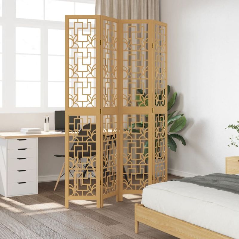 Casa si Gradina - Decoratiuni - Pereti despartitori si paravane - Paravan de camera cu 4 panouri, maro, lemn masiv paulownia - Infinity.ro