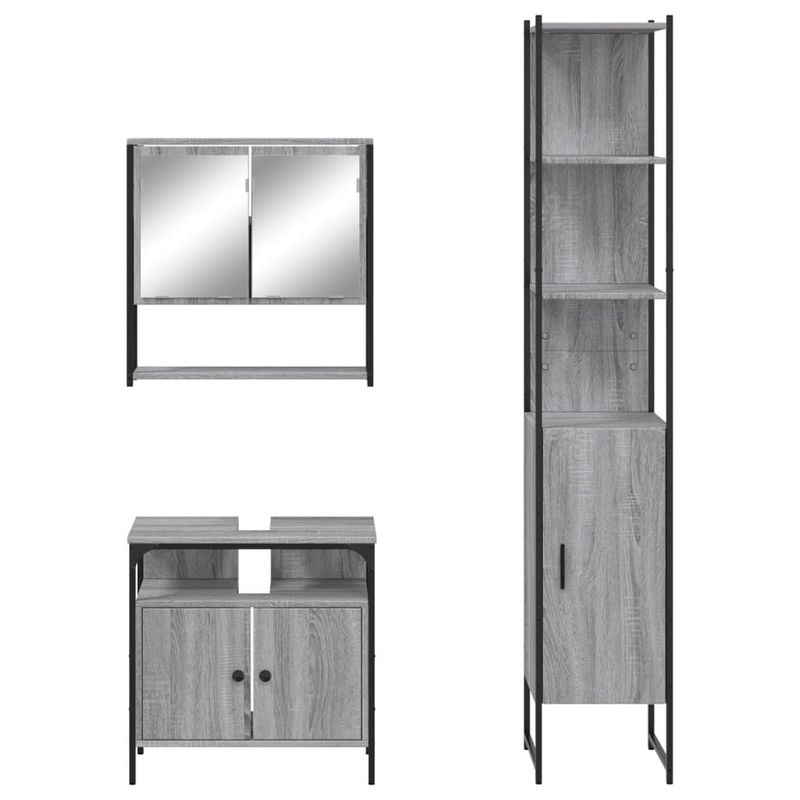 Casa si Gradina - Mobilier - Seturi de mobilier - Seturi baie - Set mobilier de baie, 3 piese, gri sonoma, lemn prelucrat - Infinity.ro